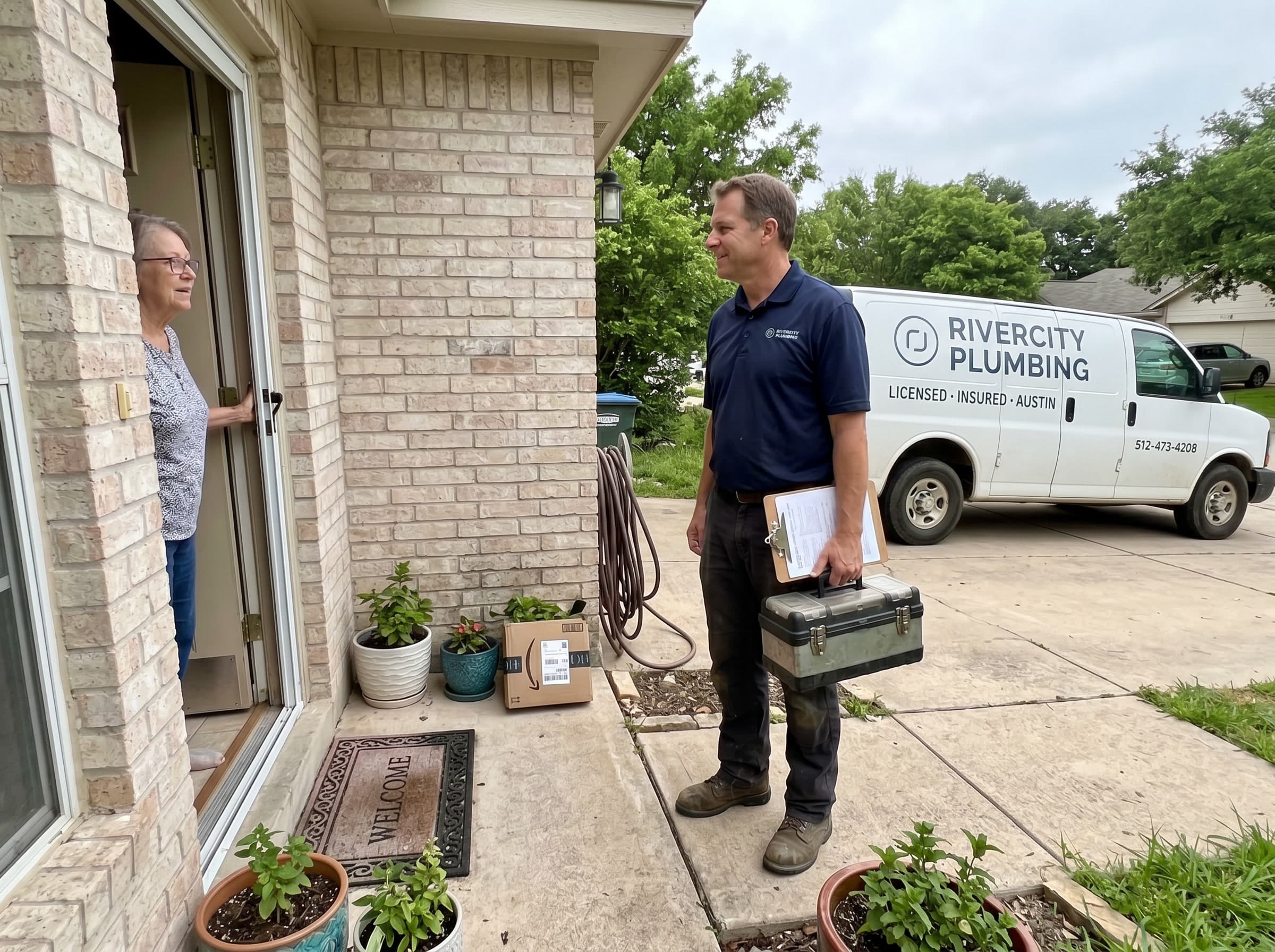 Technician at customer’s front door